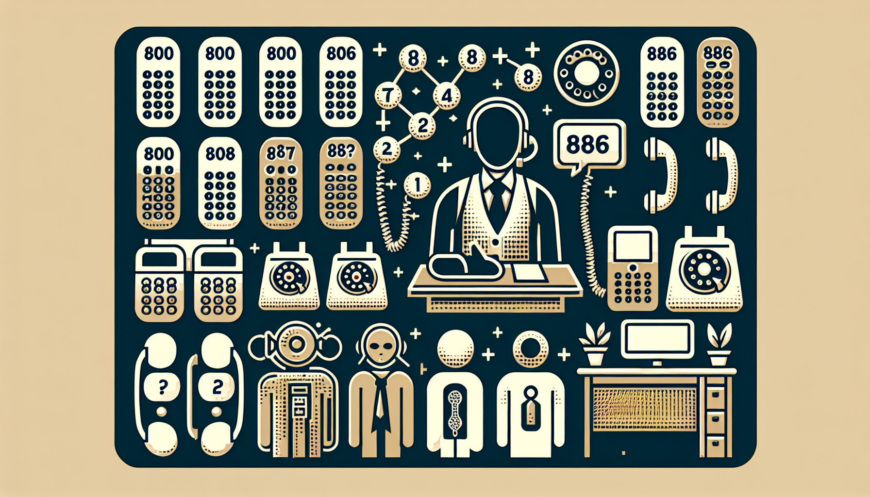An image showing various 800 and 866 vanity numbers and an AI receptionist