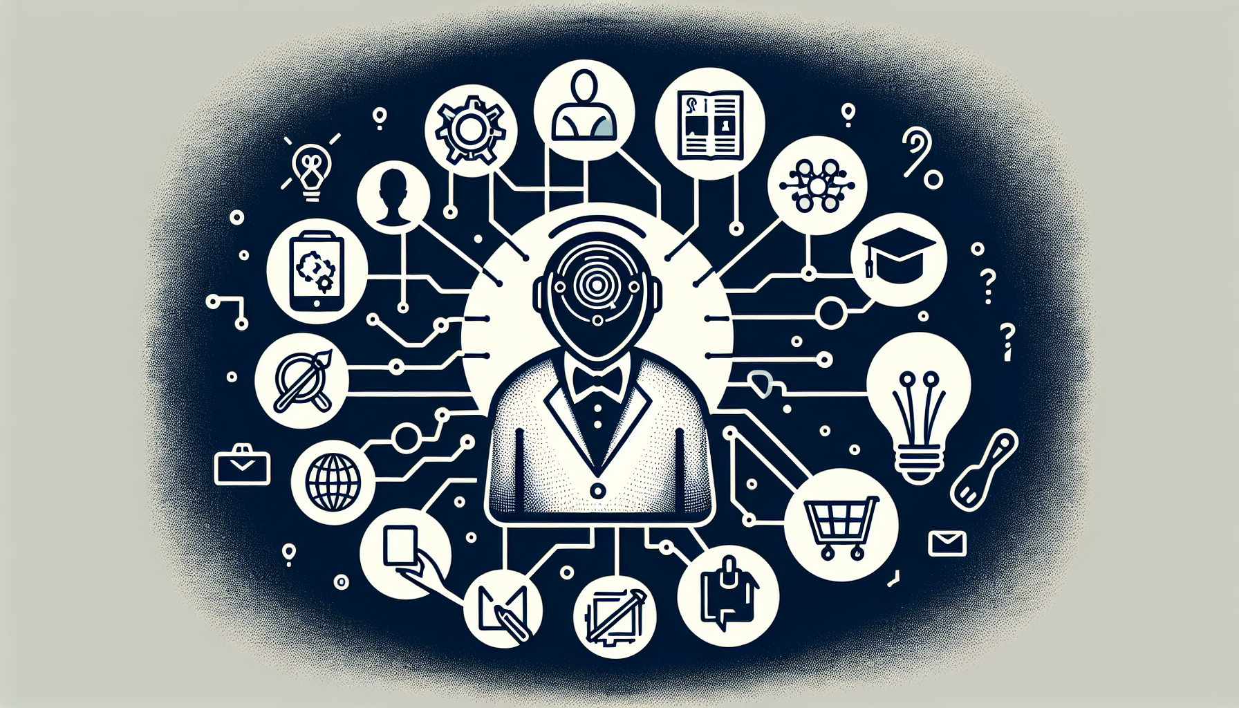 An infographic showing various apps connected to the AI receptionist