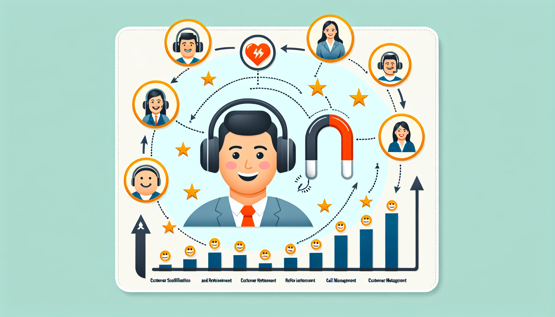 An infographic showcasing the high customer satisfaction and retention rate achieved through effective and seamless call management
