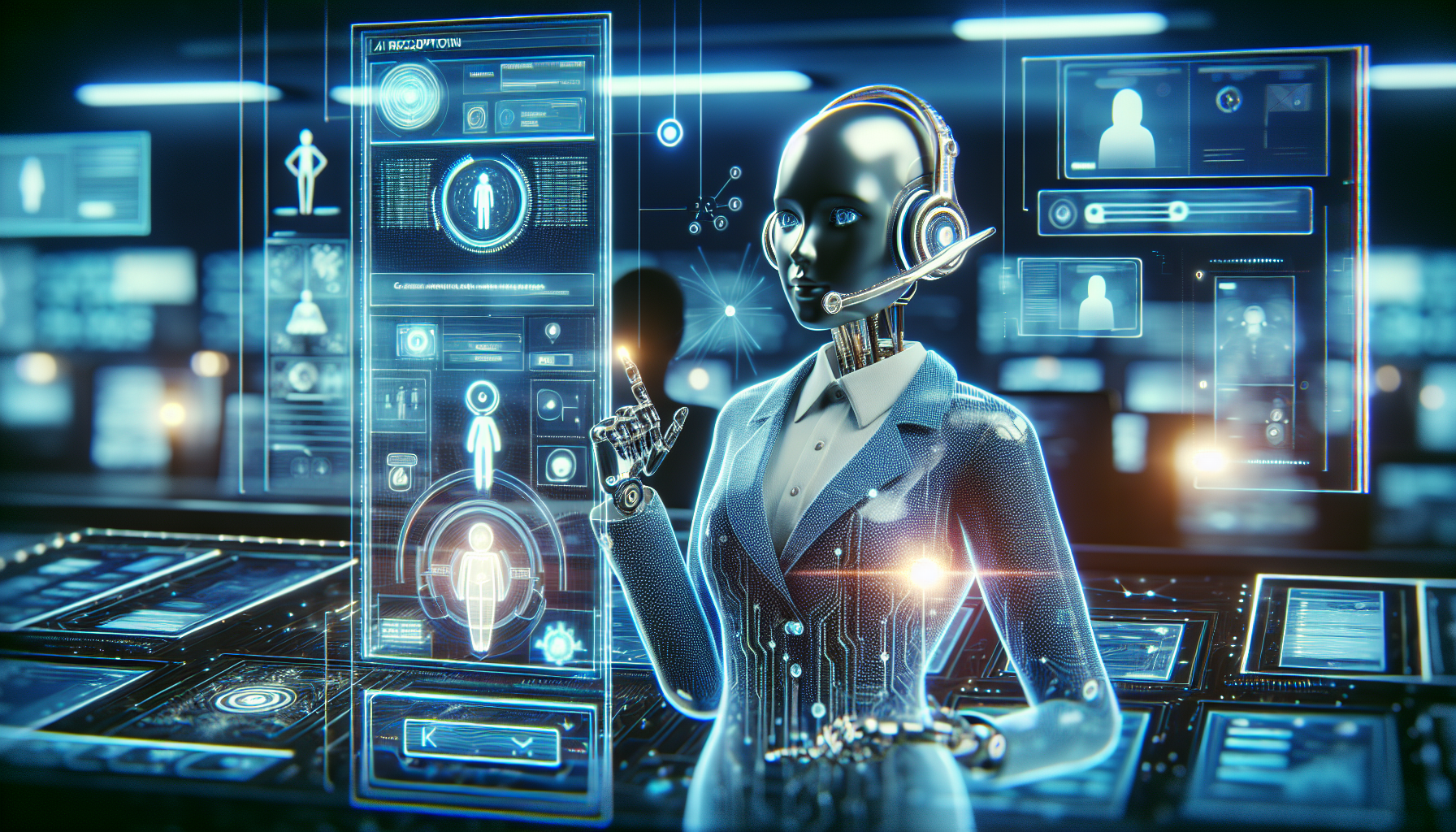 An image showcasing an AI receptionist taking a call
