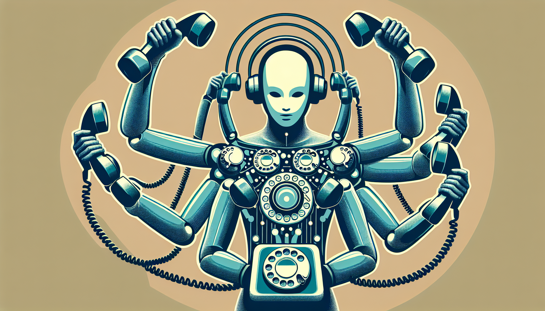 An image showing an AI assistant answering multiple phone calls at the same time