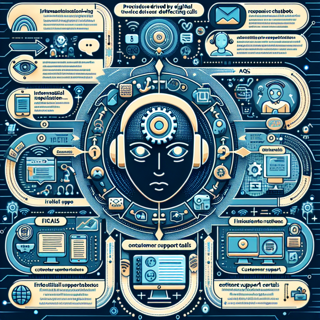 An infographic illustrating the process of AI-driven call deflection and its integration with other digital channels like chatbots, FAQs and customer support portals.