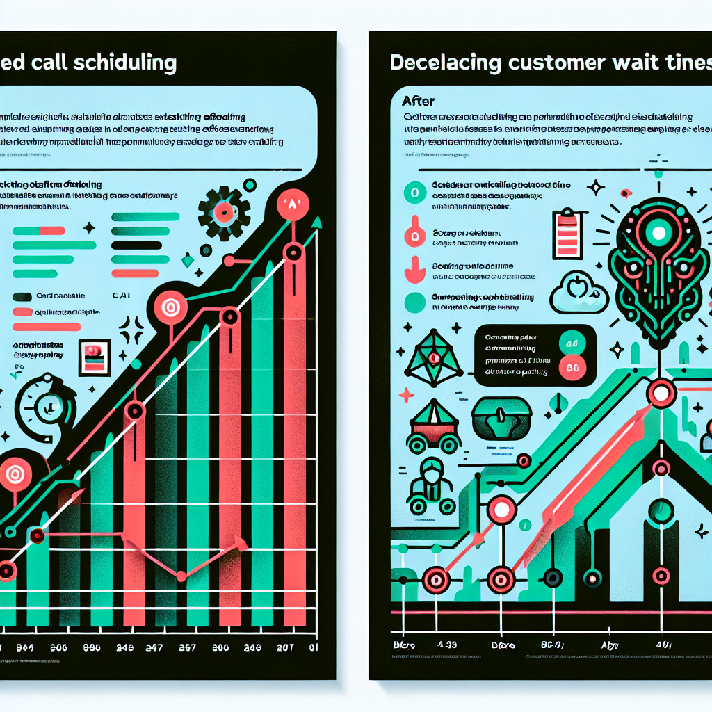 An image showing a graph indicating improved scheduling efficiency and decreased customer wait times after implementing AI-driven call scheduling