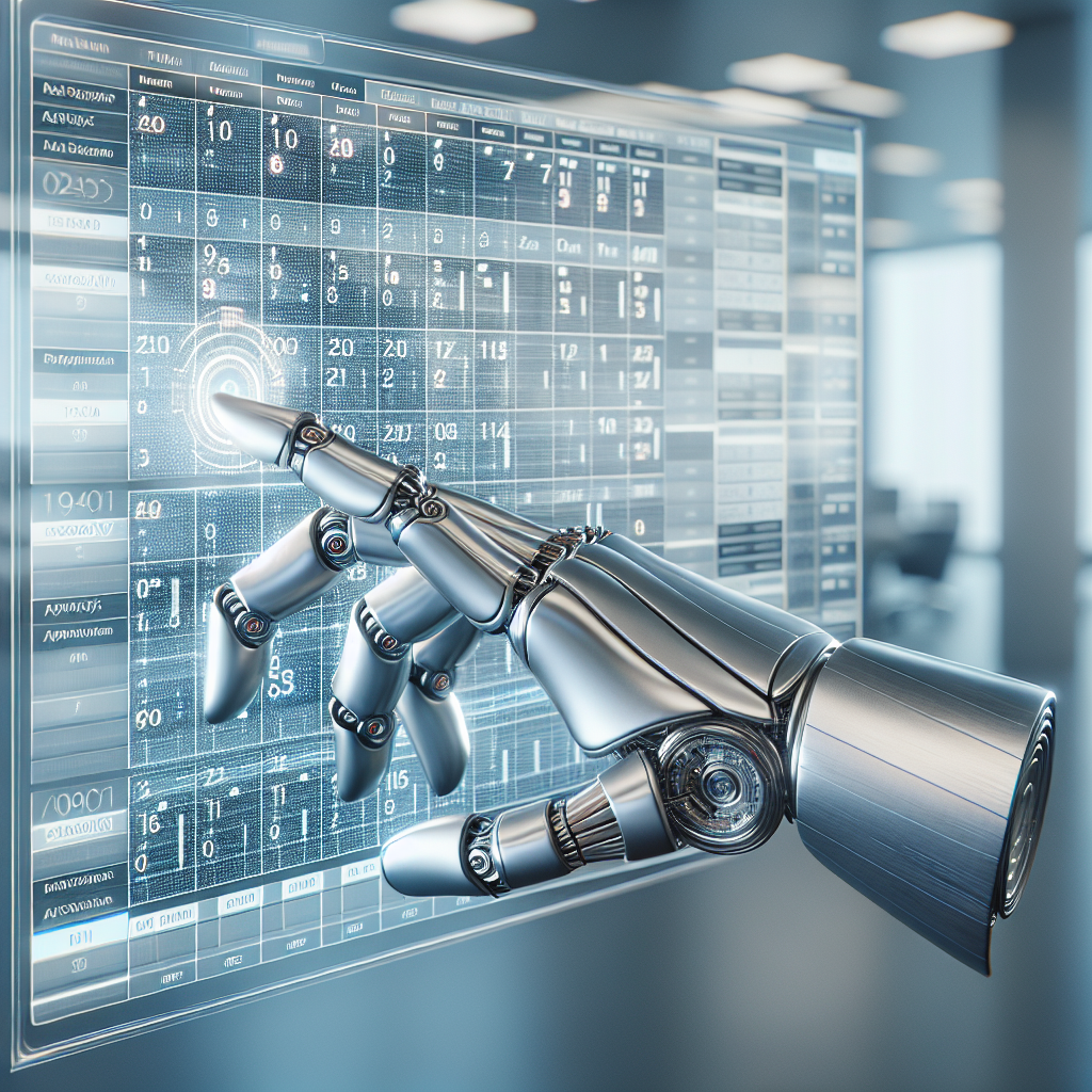 An image depicting a robotic hand scheduling calls on a digital calendar