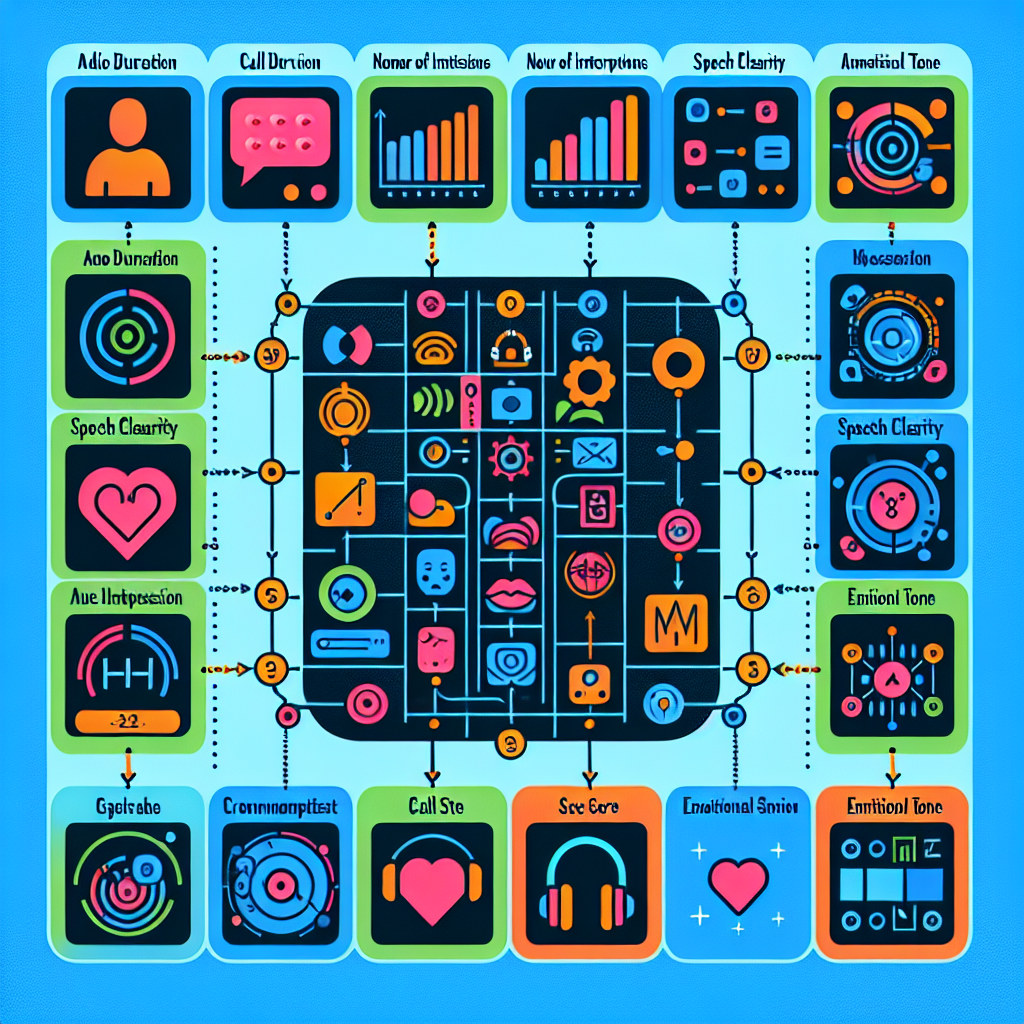 An infographic illustrating the different key metrics for AI-driven call scoring.