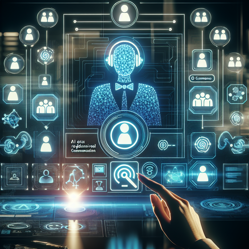 A visual representation of AI-driven communication tools in action, such as a virtual receptionist assisting customers.