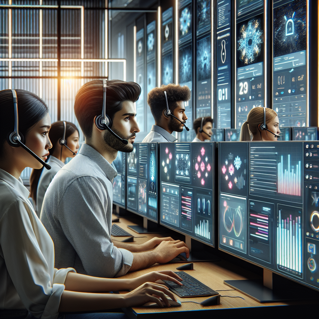 An image showing AI-powered systems being used in a call center operation