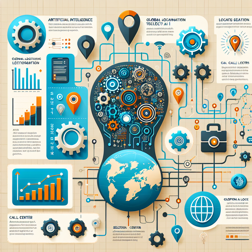 An infographic illustrating the intersection of AI and call center site selection