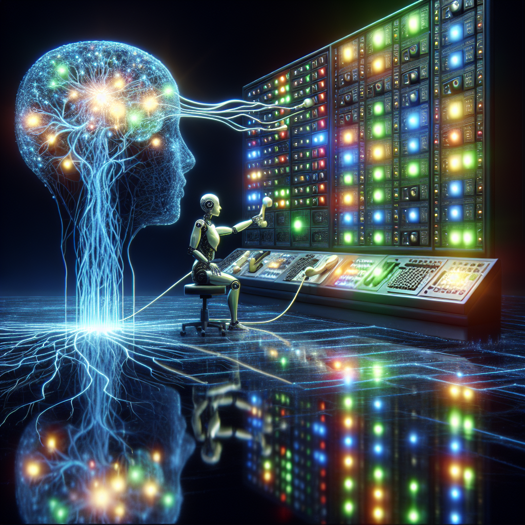 An image showing a graphical representation of AI interacting with a call recording system