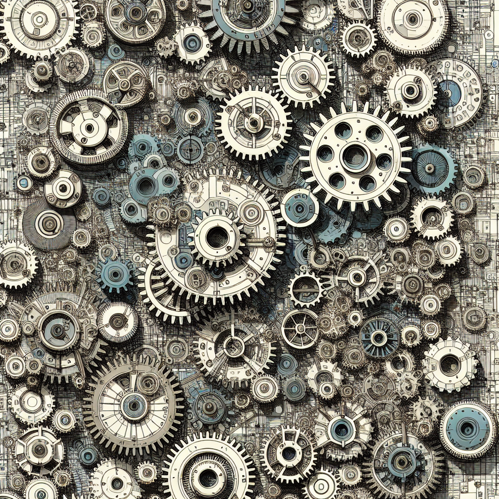 An illustration of various technological gears failing to connect, representing technology compatibility issues