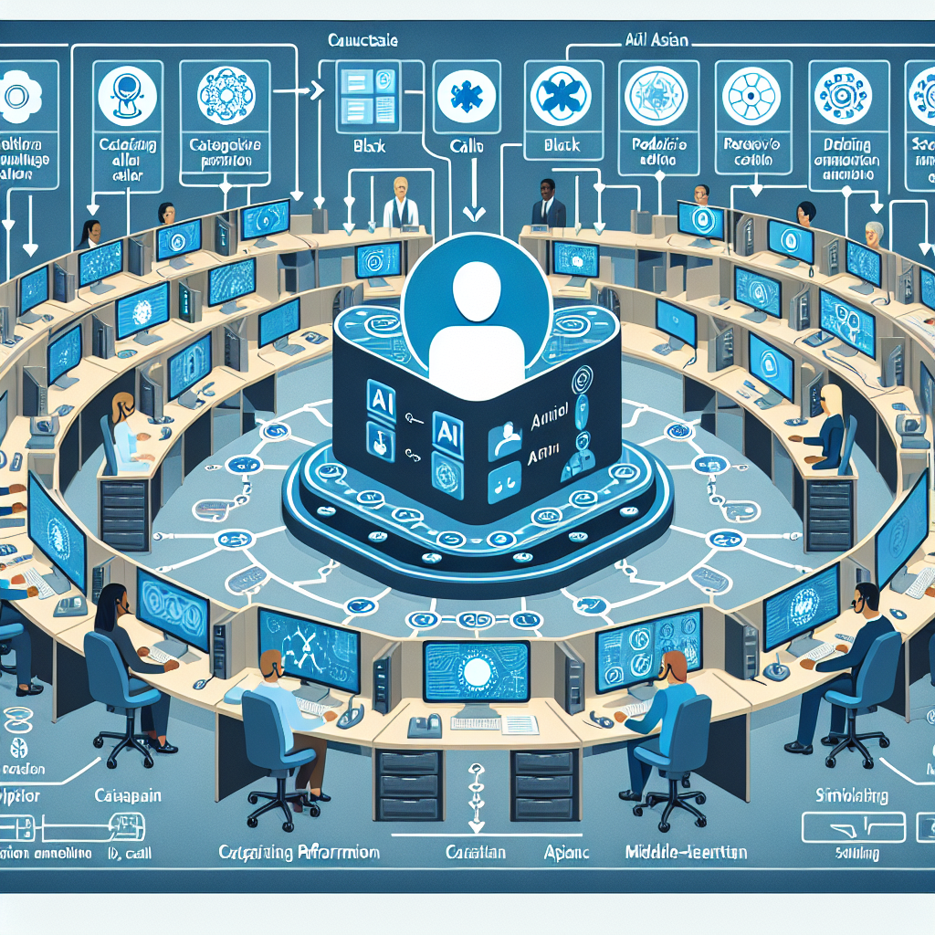 An infographic illustrating how AI integrates into an emergency call center system