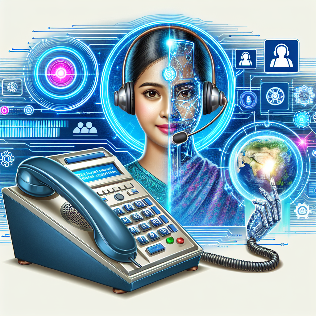 An illustration showcasing AI integration in a traditional phone support system