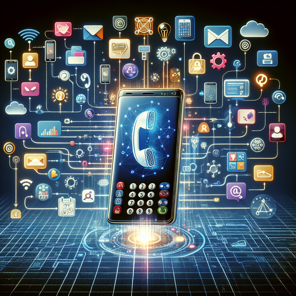 An illustration of AI phone system integrating with various digital tools