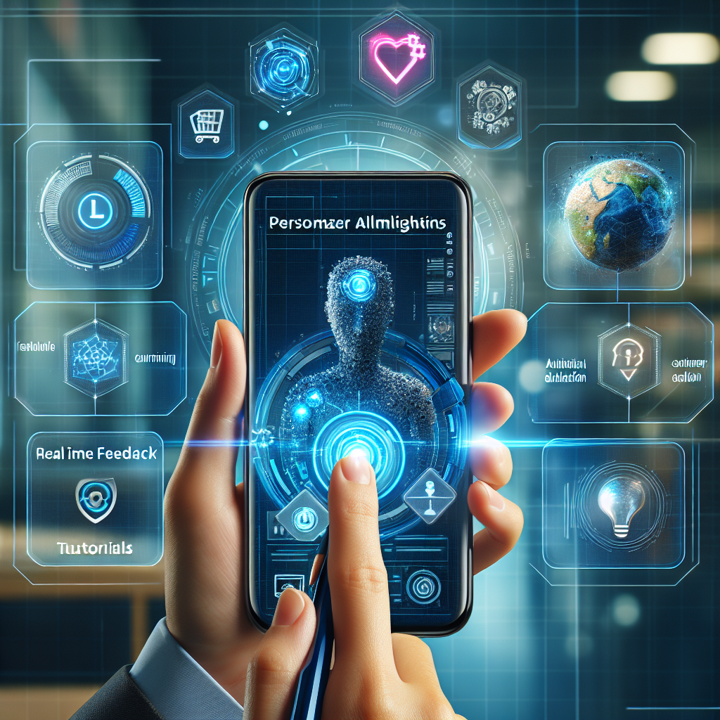 An illustration showing futuristic AI technology and its application in phone-based customer education