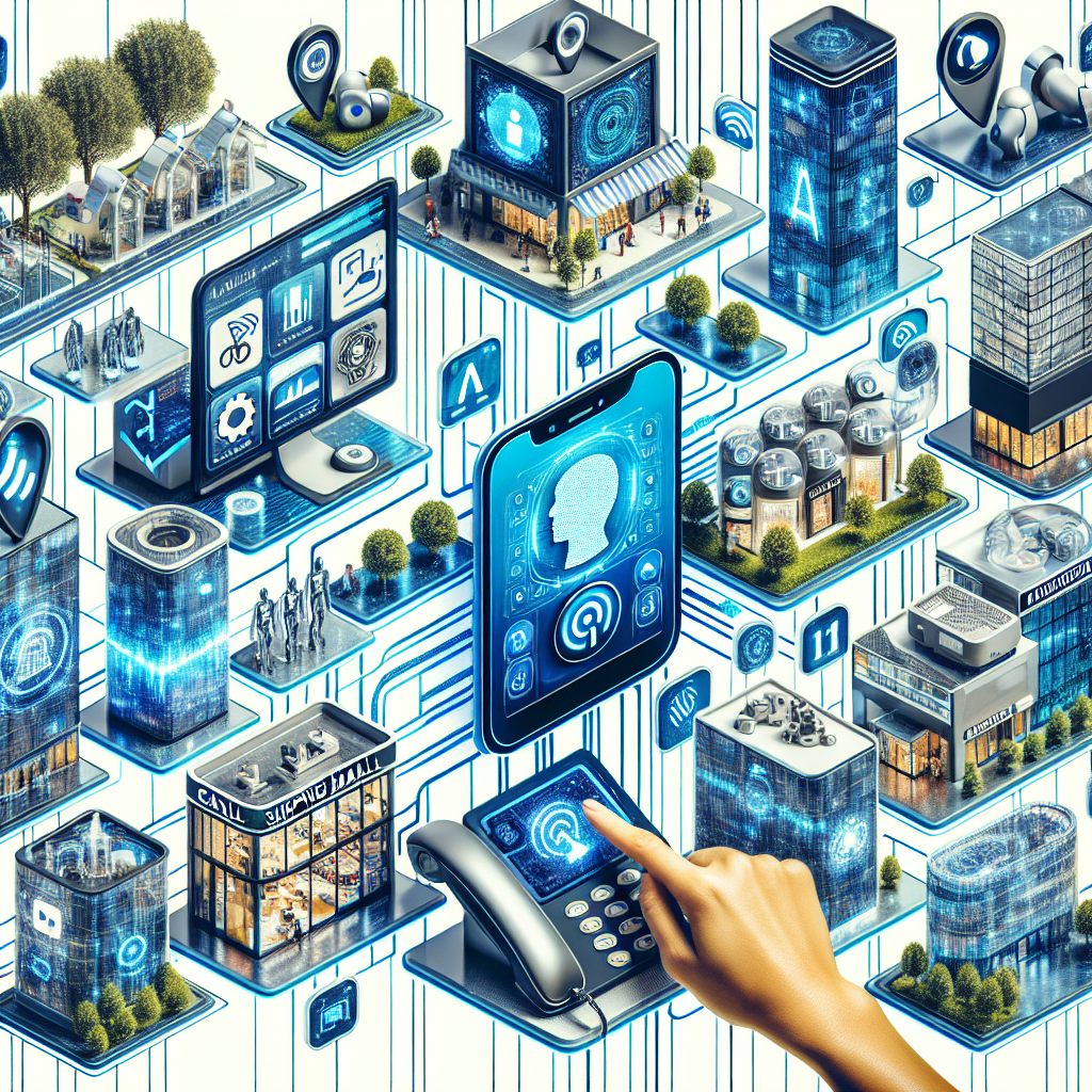 A collage image showing various phone systems integrated with AI from different businesses.