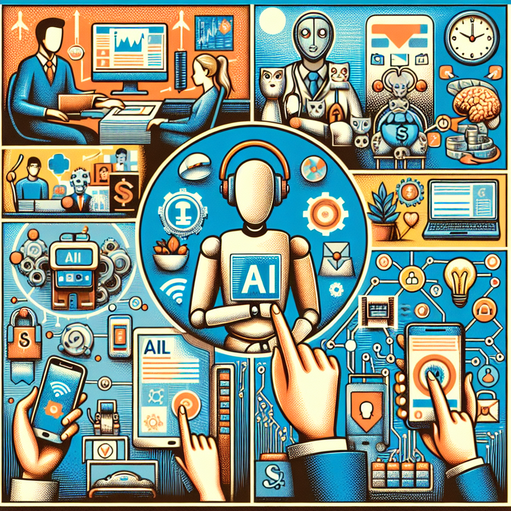 A collage featuring various industries that have benefited from AI in phone systems, such as healthcare, e-commerce and banking.