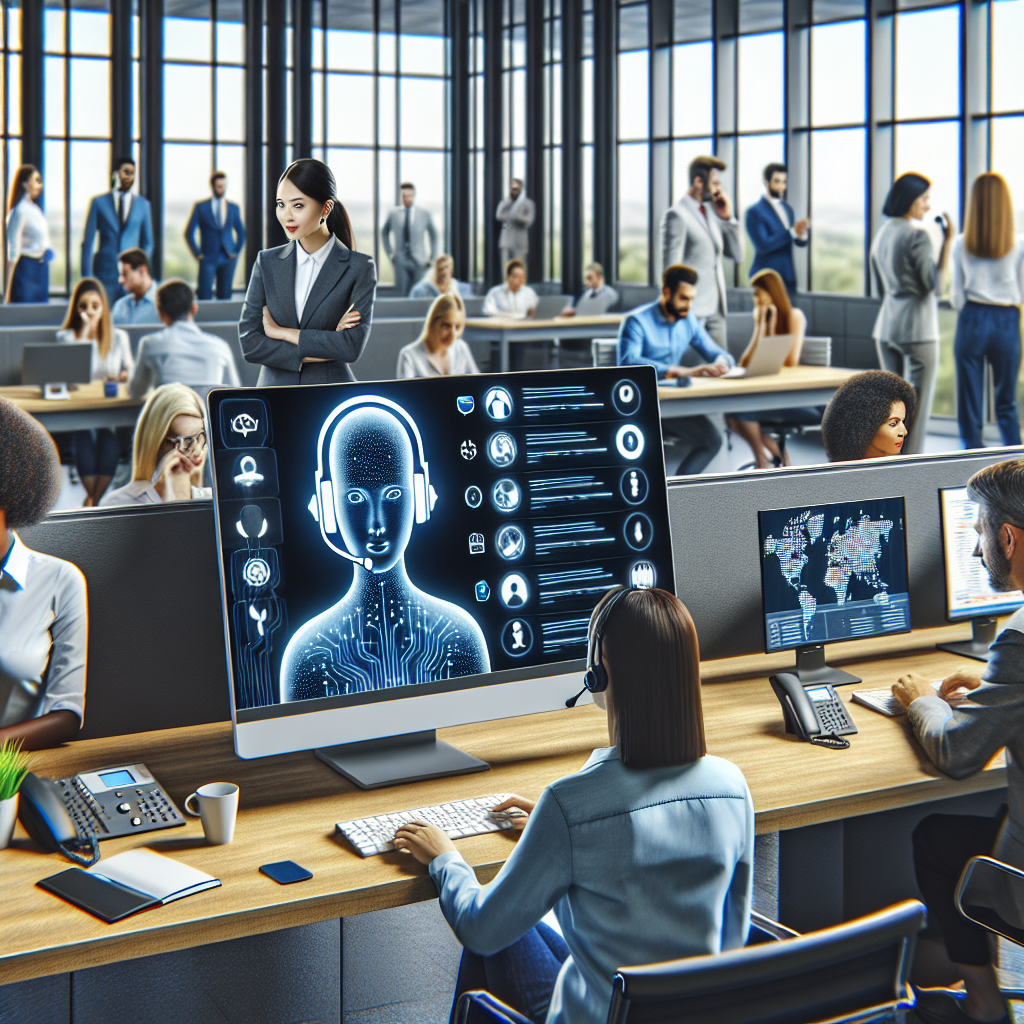 An image showcasing AI Virtual Phone System in a business setting