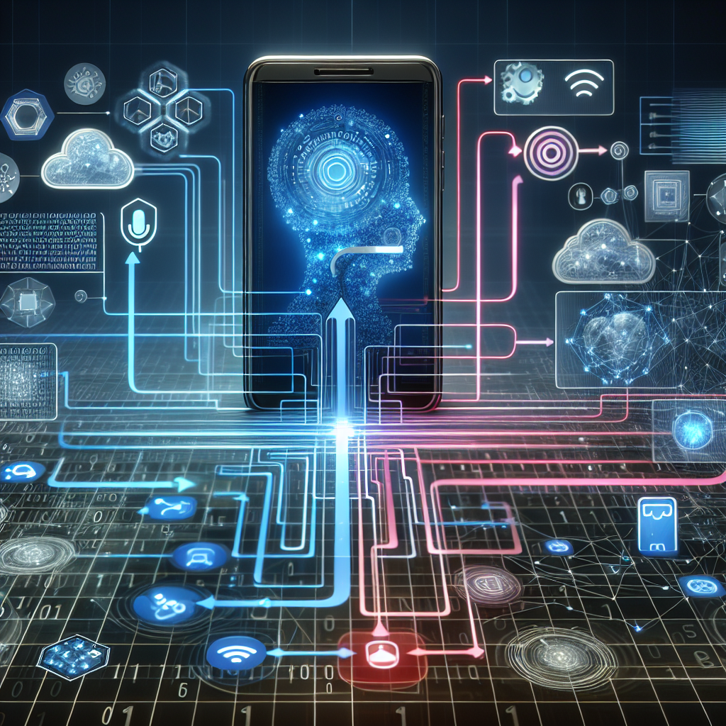 A graphic showcasing a Virtual Phone System connected with Artificial Intelligence