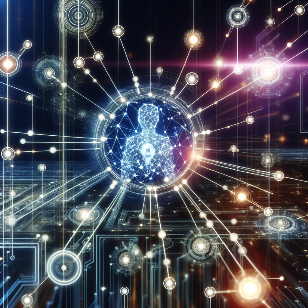 A graphic illustrating a network of connected calls managed by an AI system