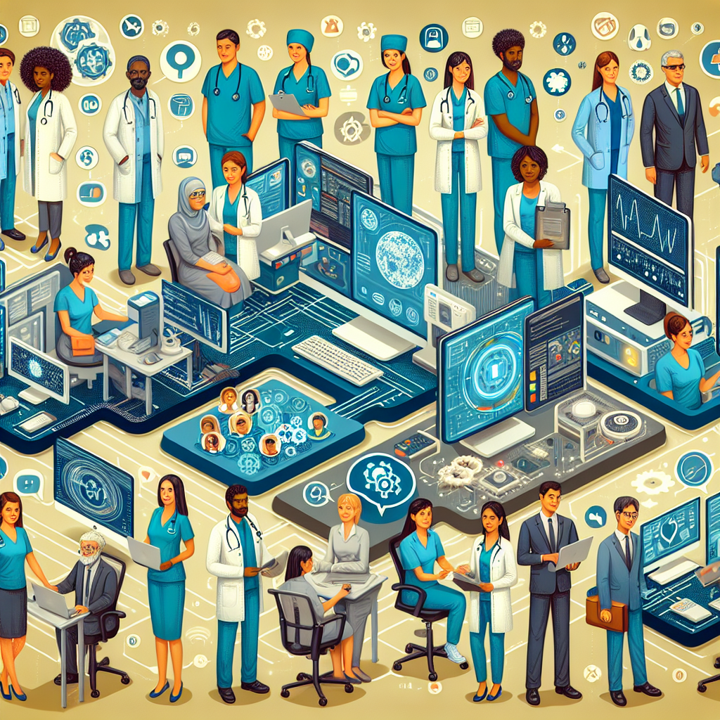 A collage of different industries (like medical, tech, customer service), signifying the application of AI-managed call forwarding across sectors.