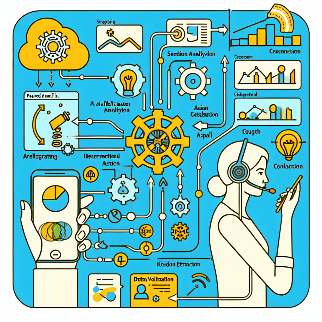 An illustration showing the process of AI-powered call analytics