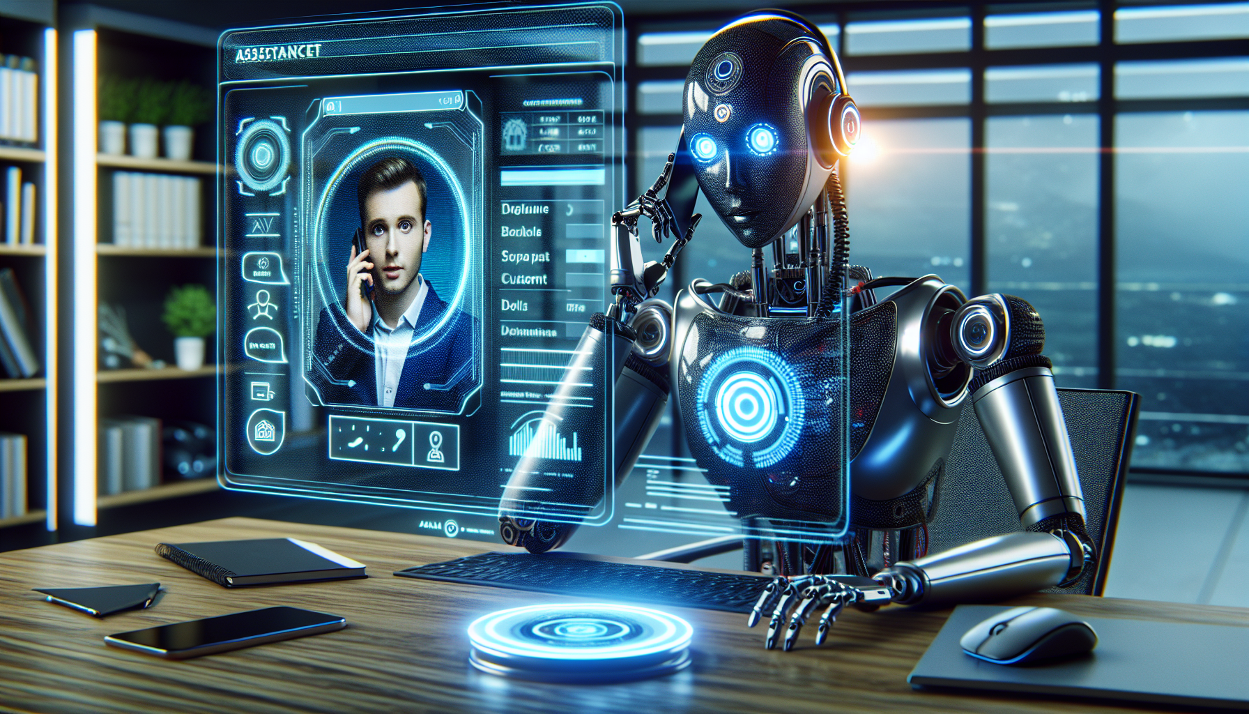 An image of an AI assistant helping a customer over the phone