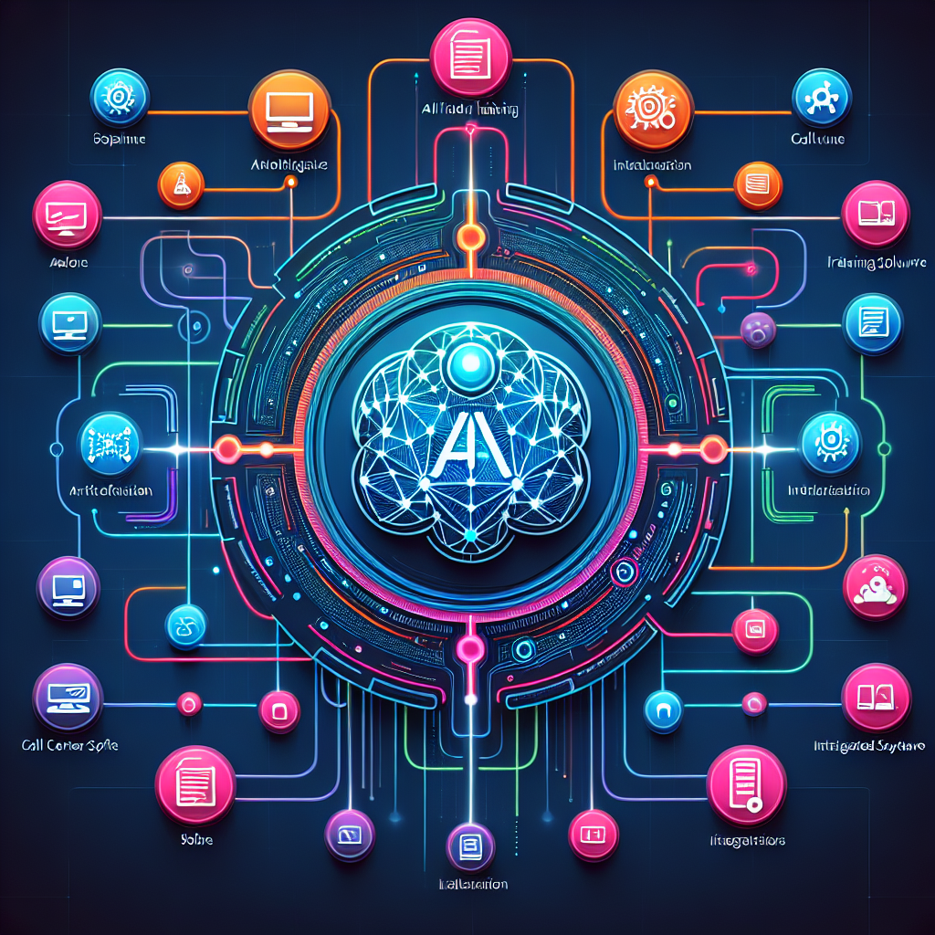 A graphic demonstrating how an AI-powered training solution interfaces with other call center software platforms.