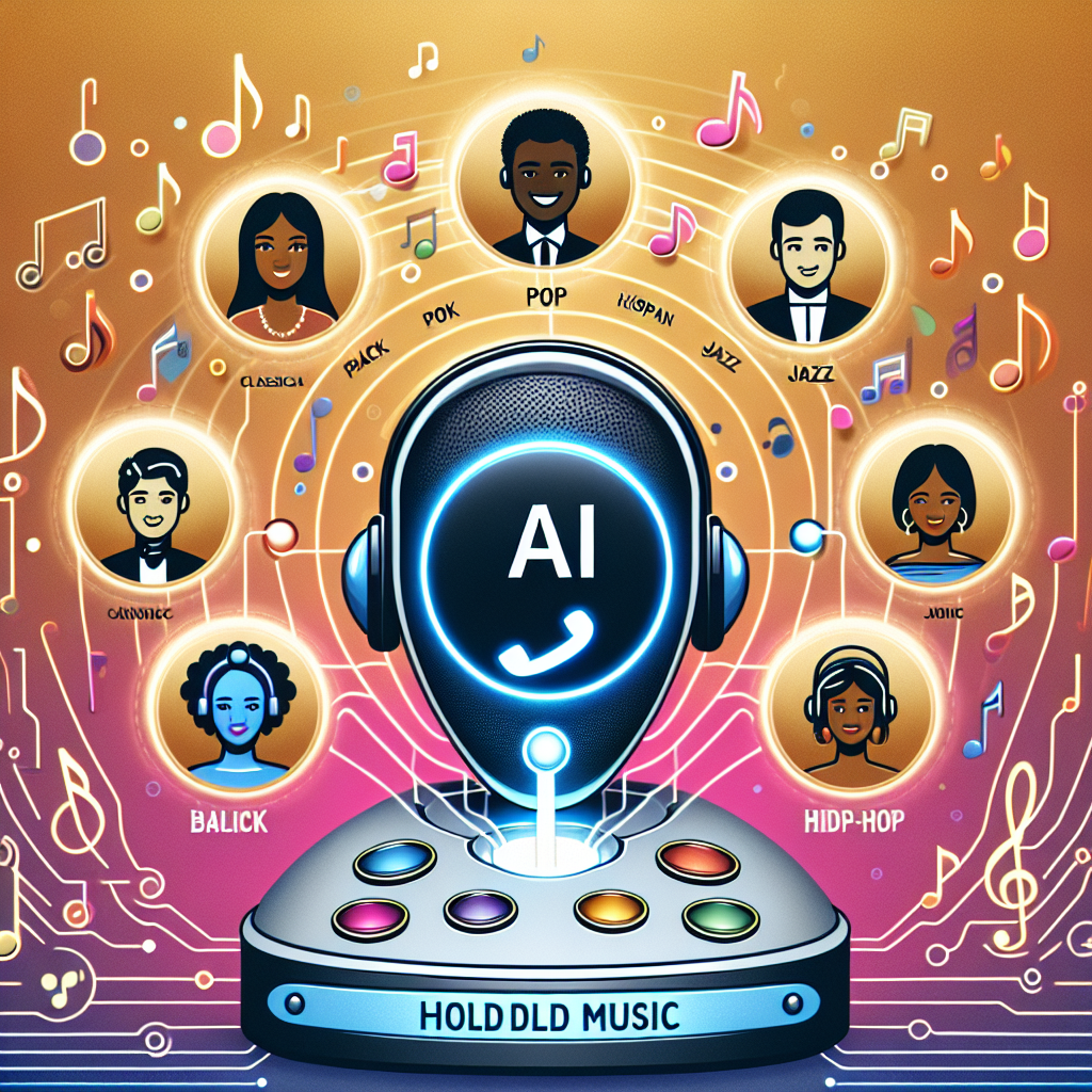 An illustration of AI technology personalizing hold music for different callers.
