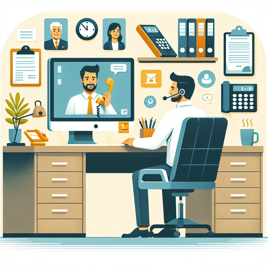 An image of a small business owner utilizing a virtual receptionist service on their computer.