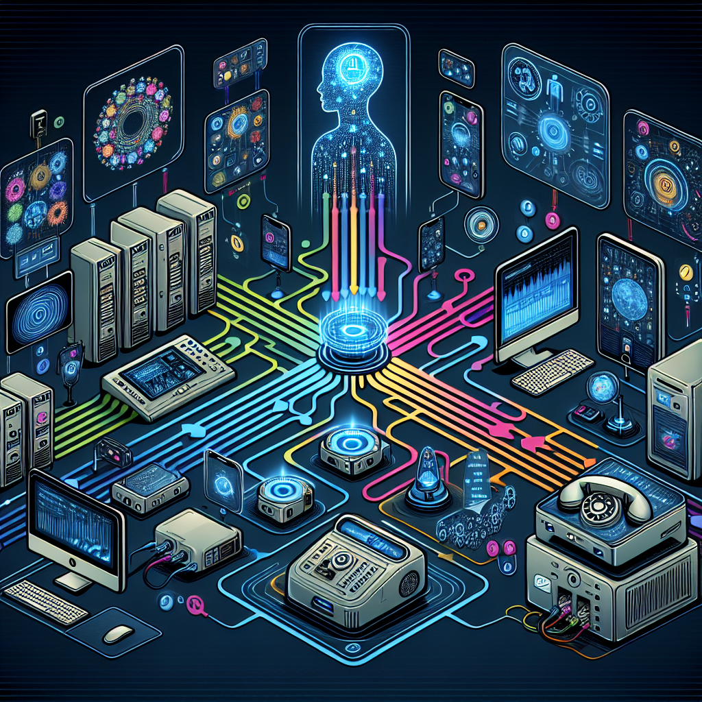 A graphic illustrating the integration of AI and ML technologies with call monitoring systems