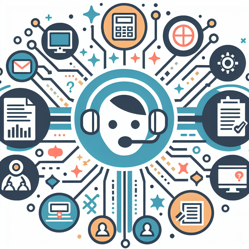 A graphic showing a virtual assistant symbol linked with different types of customer queries