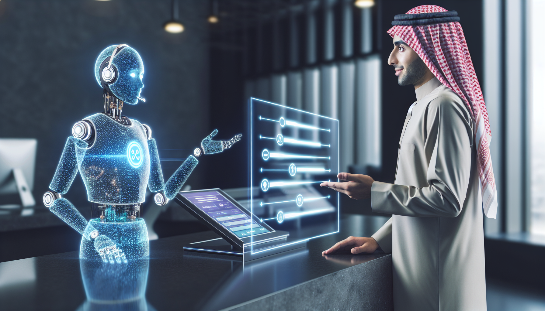 AI receptionist assisting a customer