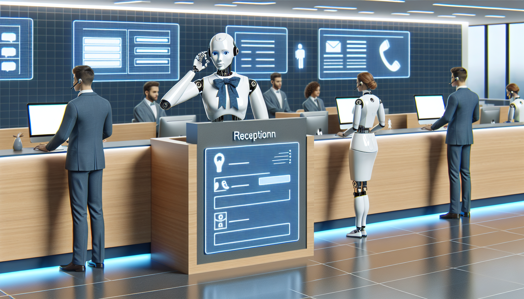 An AI receptionist in action, portraying its different functionalities
