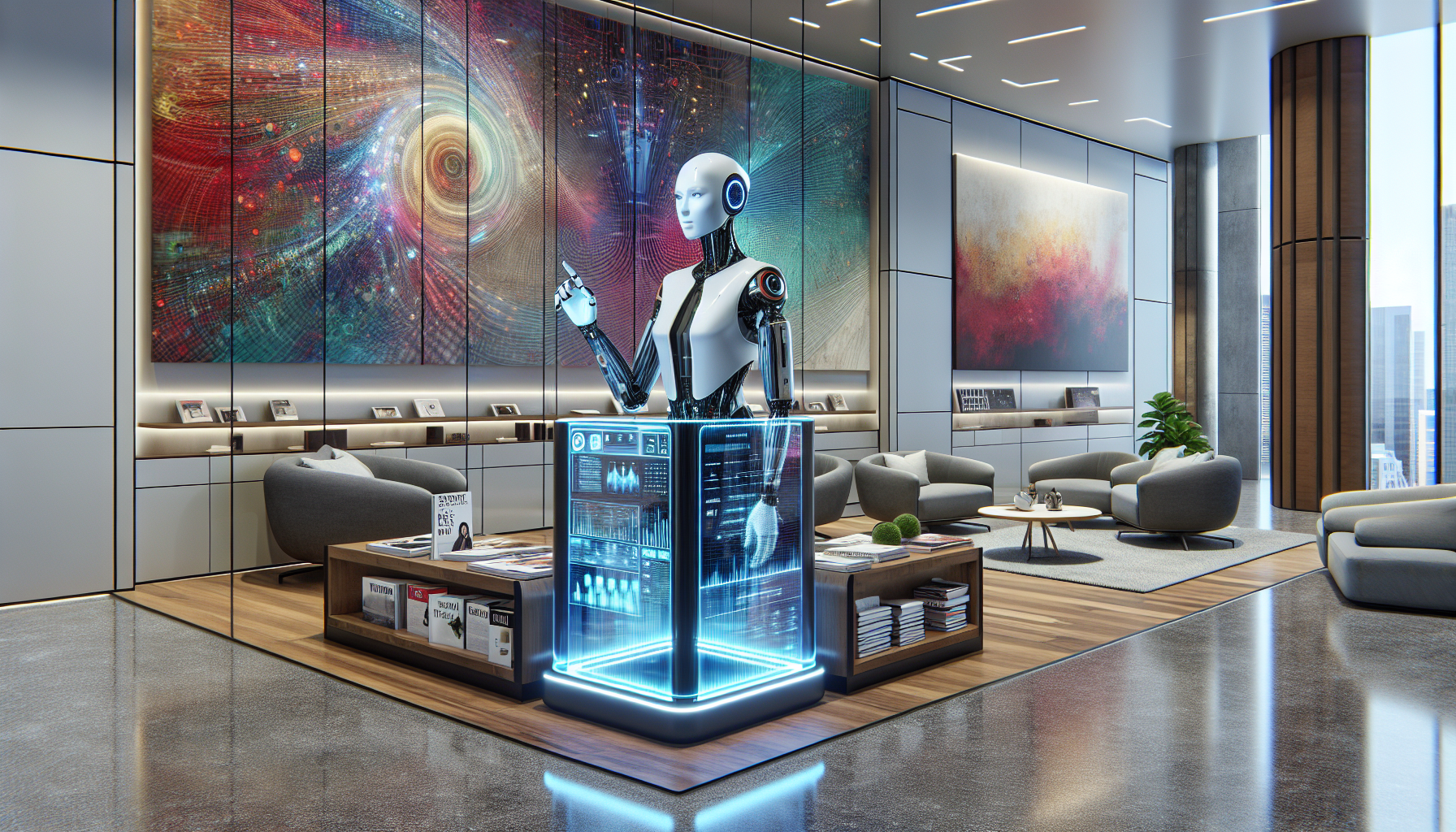 An AI receptionist in an office setting.