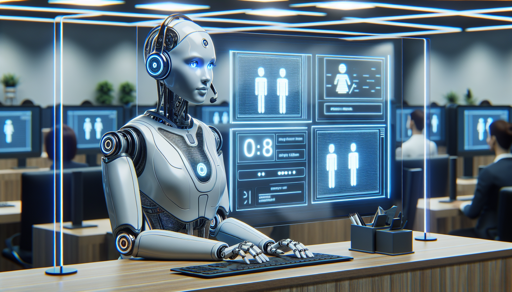 An AI receptionist answering a customer service call