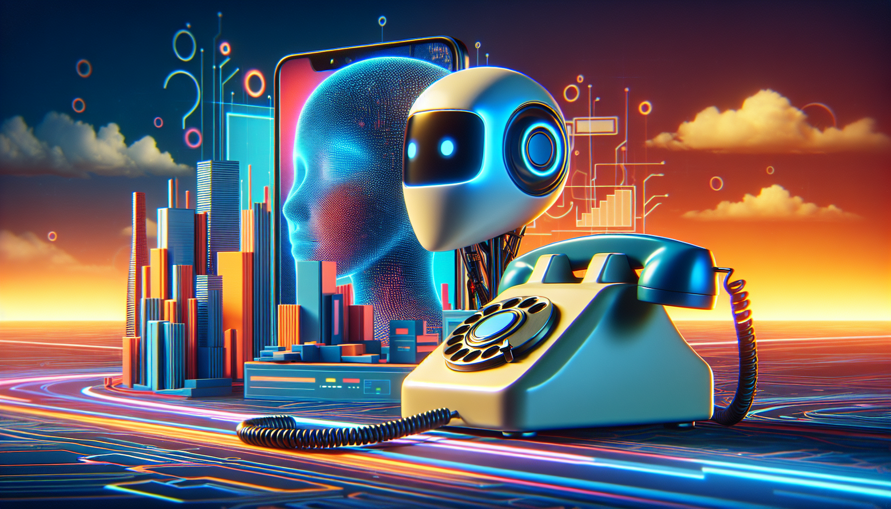 A virtual AI assistant answering a phone
