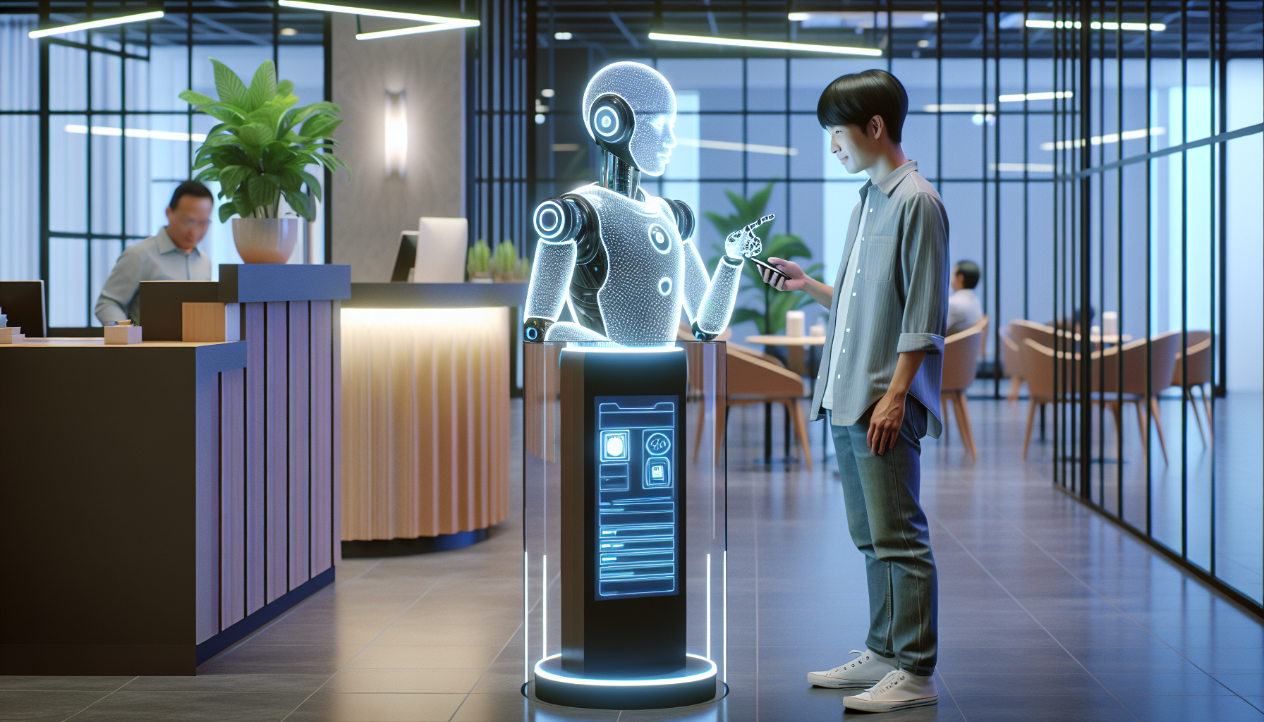 An AI receptionist interacting with a customer