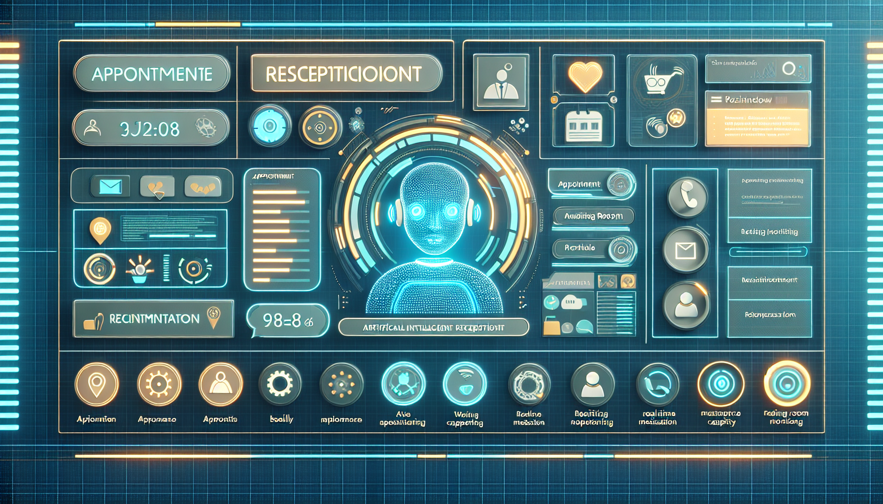 An AI receptionist interface showing different functionalities