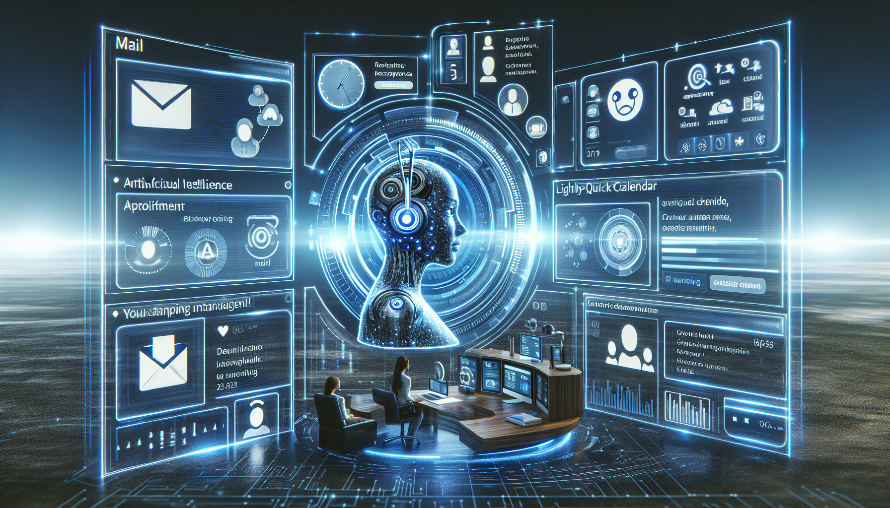 A modern AI receptionist system engaging in multiple interactions