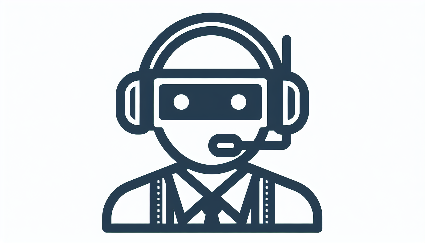 A vector image showing a robot with a headset, symbolizing an AI receptionist