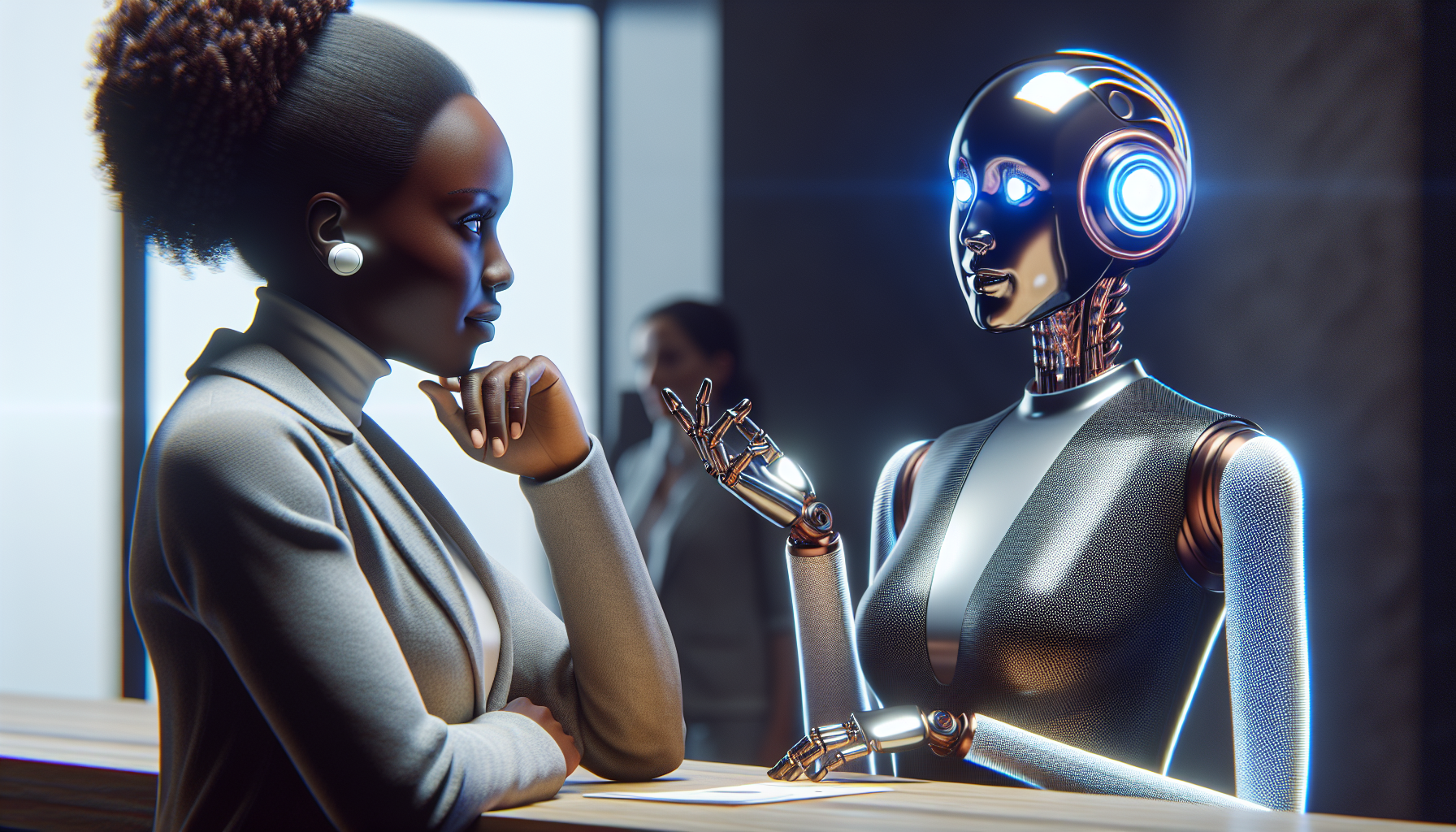 A picture showing a guest interacting with an AI receptionist