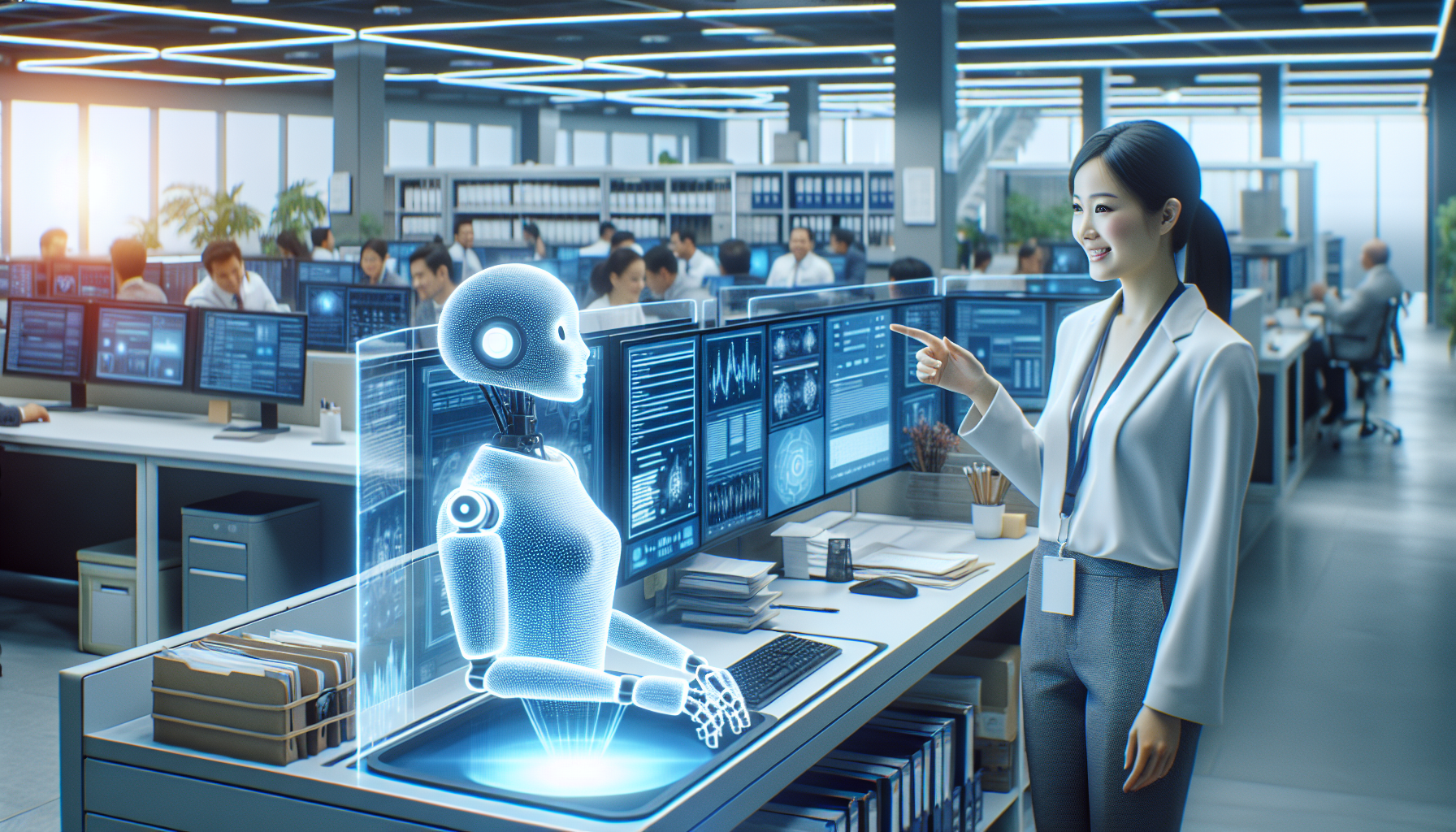 An image showing an AI receptionist managing claims processing in an insurance company