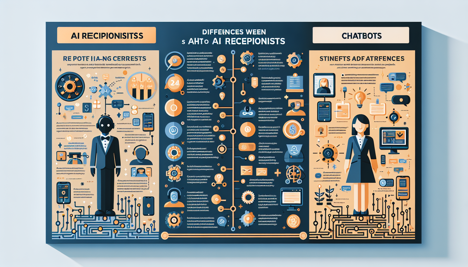 An infographic comparing the advantages of AI receptionists vs chatbots