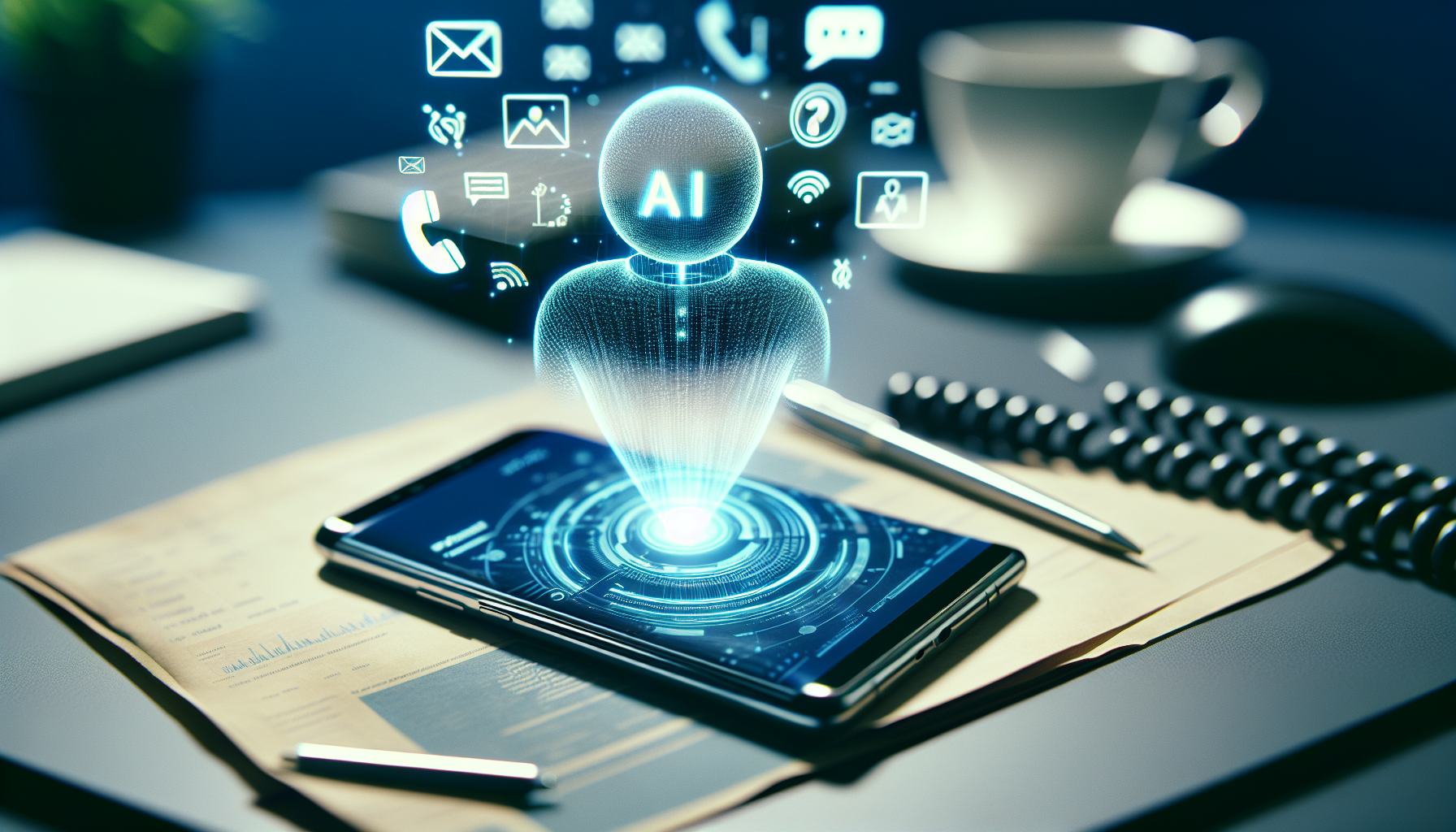 An AI Phone Receptionist at work, demonstrating the product’s interface while handling Android communication tasks