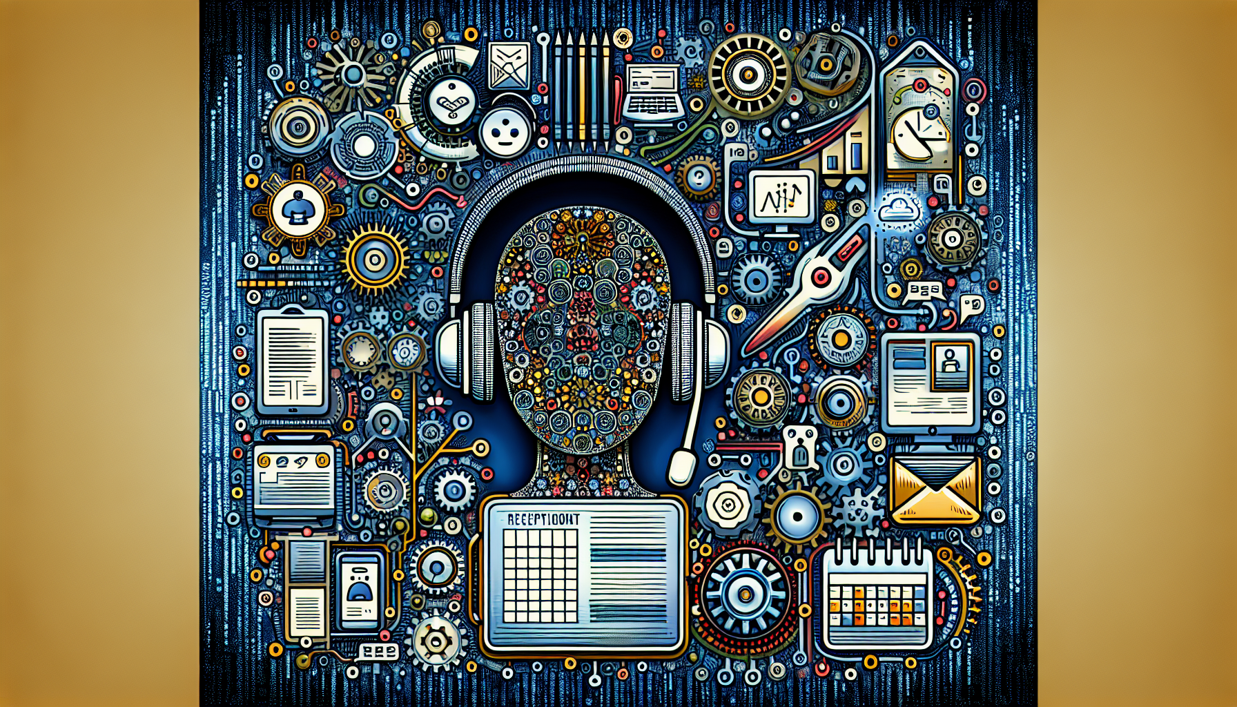 An infographic showing the integration of AI Reception assistants with various productivity tools