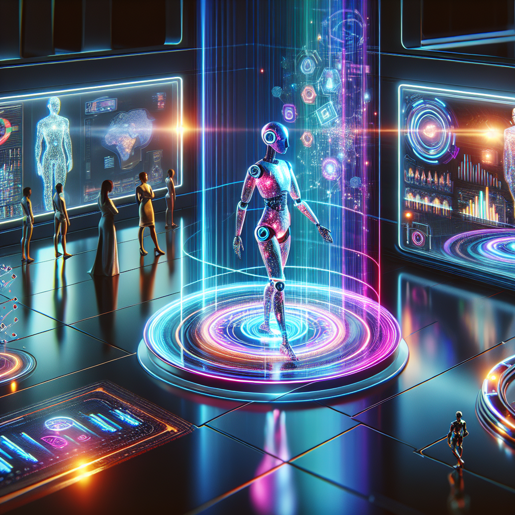 A futuristic image illustrating AI and customer service interaction
