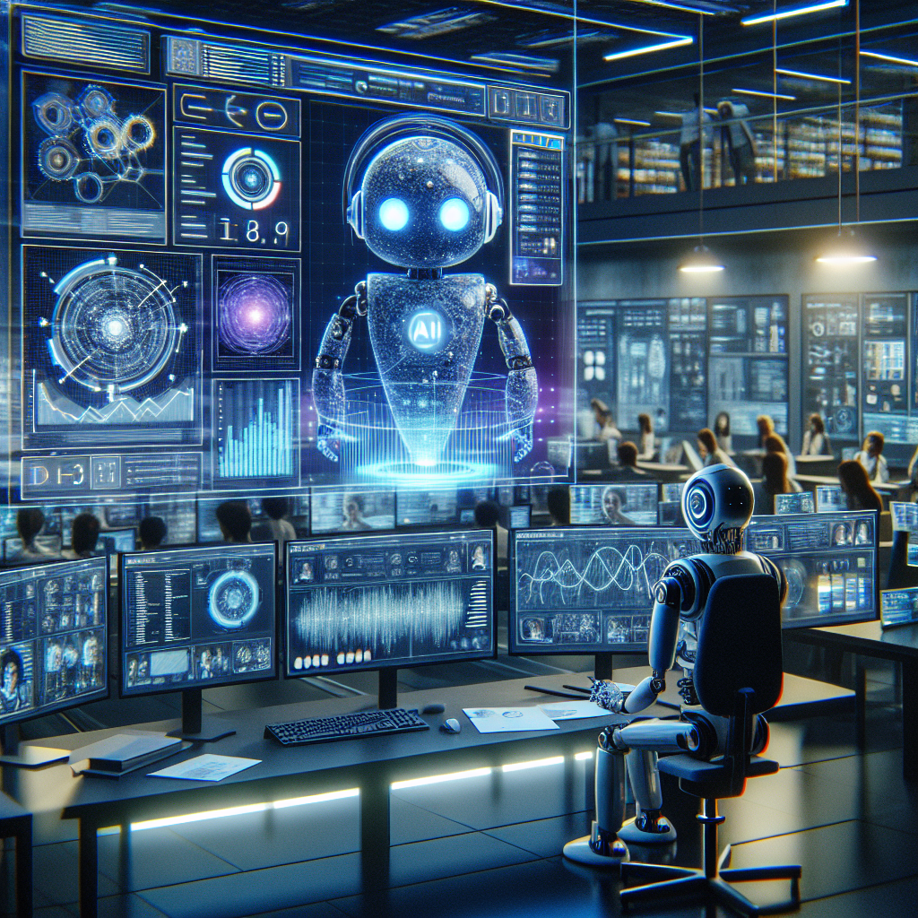 A futuristic image showing AI-powered technology performing real-time call monitoring