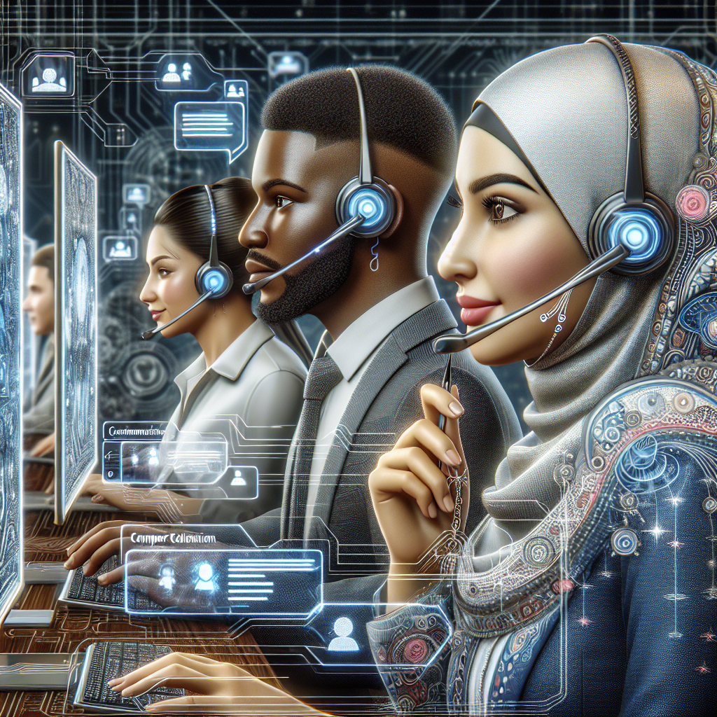 A representative image depicting customer service agents networking with customers through advanced AI technology