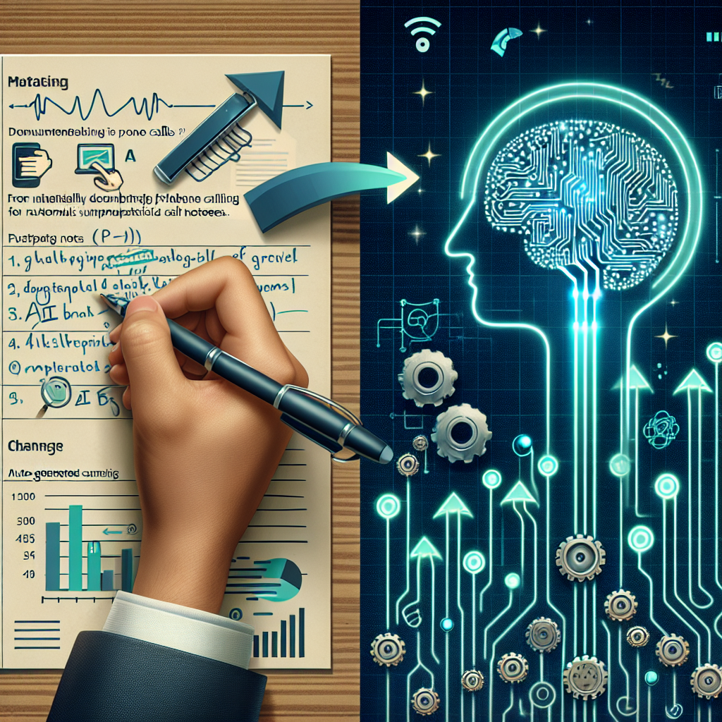 An infographic showcasing the advancement from manual call documentation to AI-based automated call summaries.