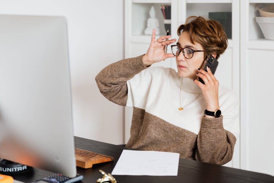 A graphic showing a split-screen of a busy office and a home workspace, with an email conversation in the center illustrating efficiency in communication.